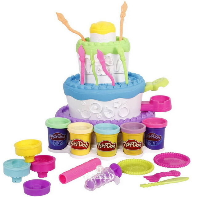 Набор для лепки Play-Doh: Праздничный торт с инструментами Hasbro