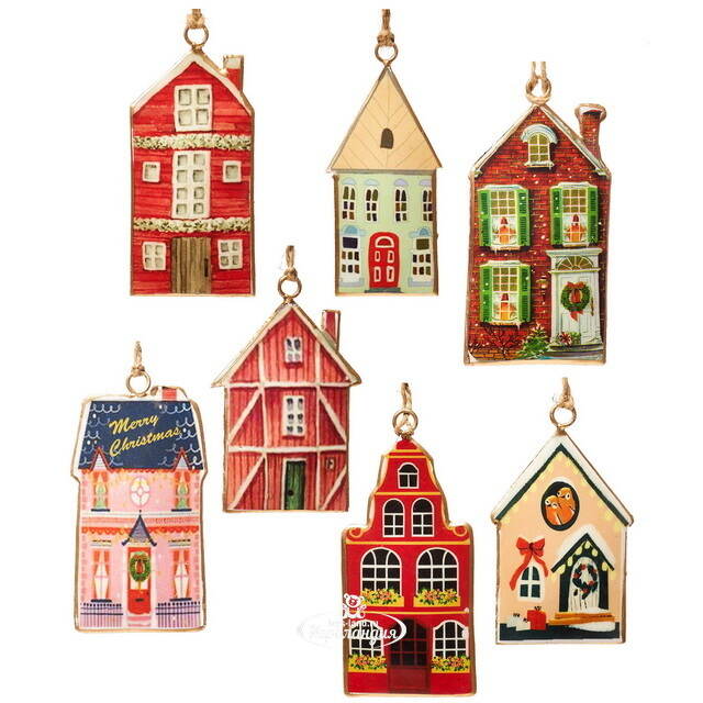 Елочные игрушки Домики - Pont de Molins 10 см, набор 7 шт Koopman