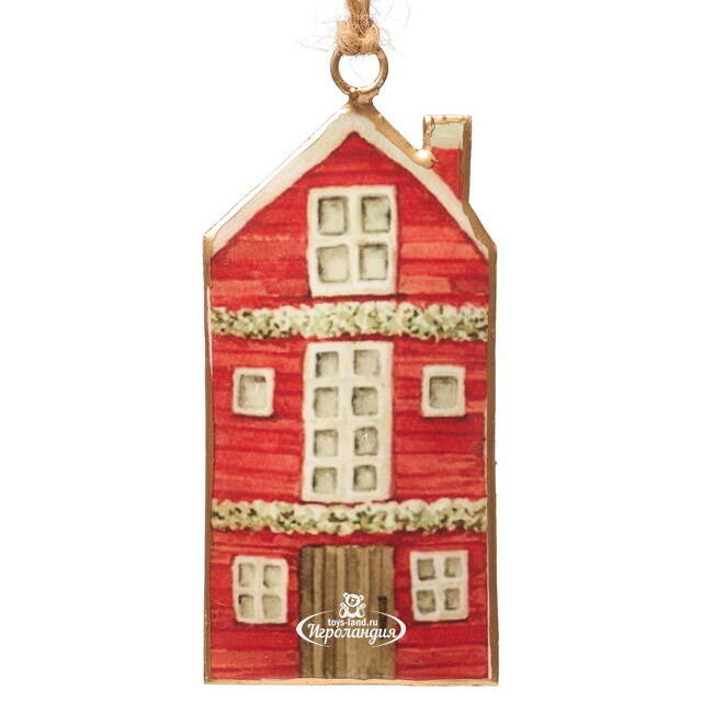 Елочная игрушка Домик - Pont de Molins 10 см красный Koopman