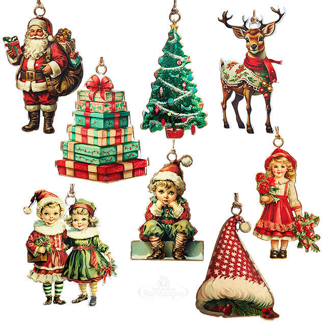 Елочные игрушки Новогоднее Ретро - Pont de Molins 10 см, набор 8 шт Koopman