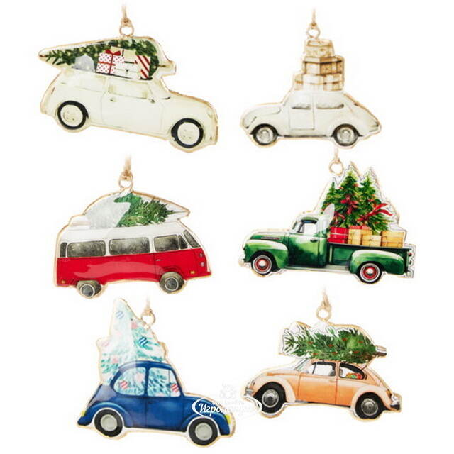 Елочные игрушки Ретро Машинки - Pont de Molins 10 см, набор 8 шт Koopman