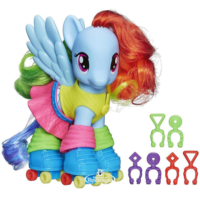 Пони-модница Радуга Дэш на роликах и с аксессуарами 15 см My Little Pony Hasbro