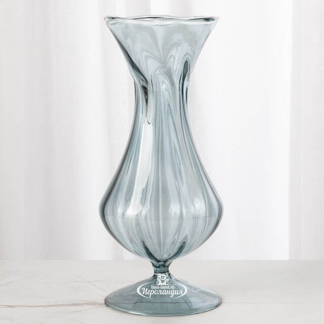 Стеклянная ваза Del Vetro - Arosa 19 см серо-голубая Koopman