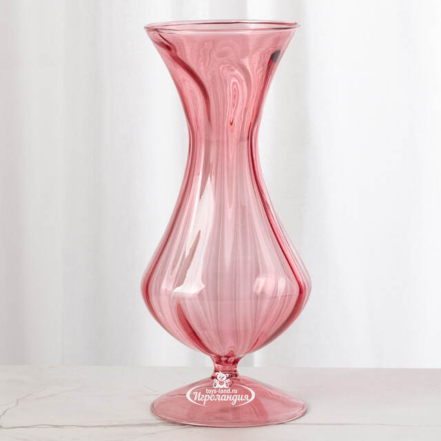 Стеклянная ваза Del Vetro - Belluno 19 см розовая Koopman