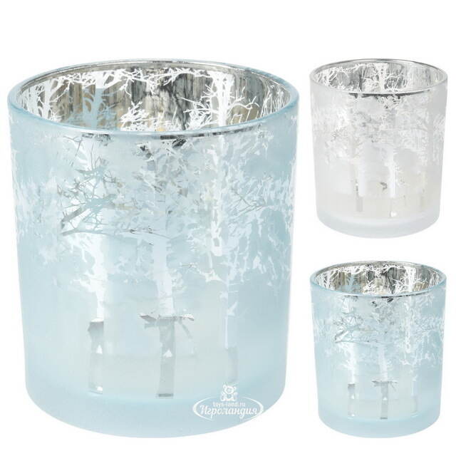 Стеклянный подсвечник Foresta di Gelo 8 см, белый Koopman