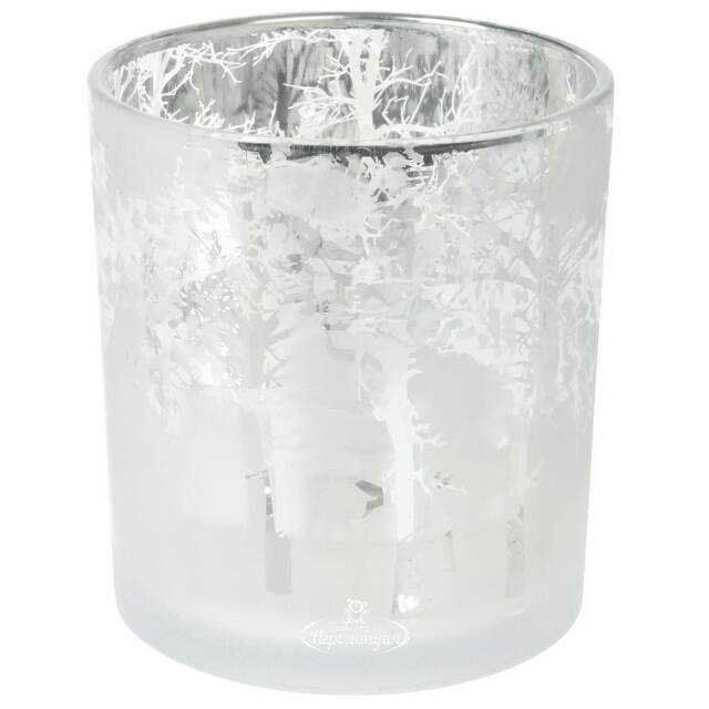 Стеклянный подсвечник Foresta di Gelo 8 см, белый Koopman