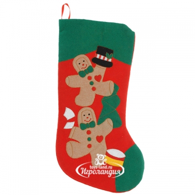 Новогодний носок Веселая Аппликация - Пряничные Человечки 53 см Koopman