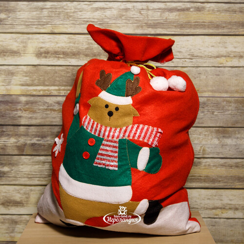 Мешок Деда Мороза с аппликацией - Олень 97*60 см Koopman