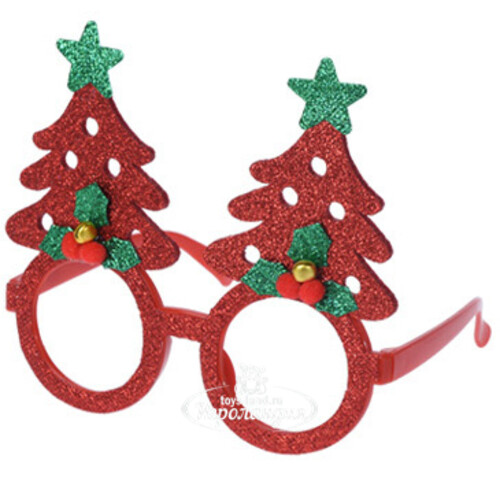 Новогодние очки Стильные Елочки 16 см красные Koopman