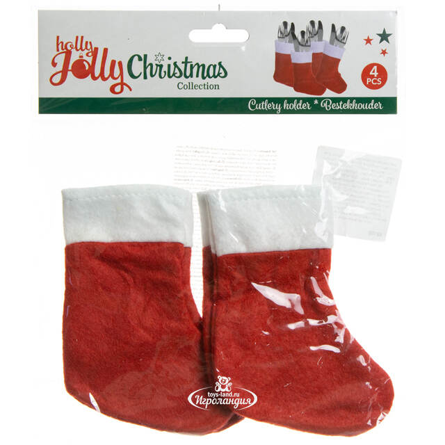 Декорирование столовых приборов Рождественский Носок 14 см, 4 шт Koopman