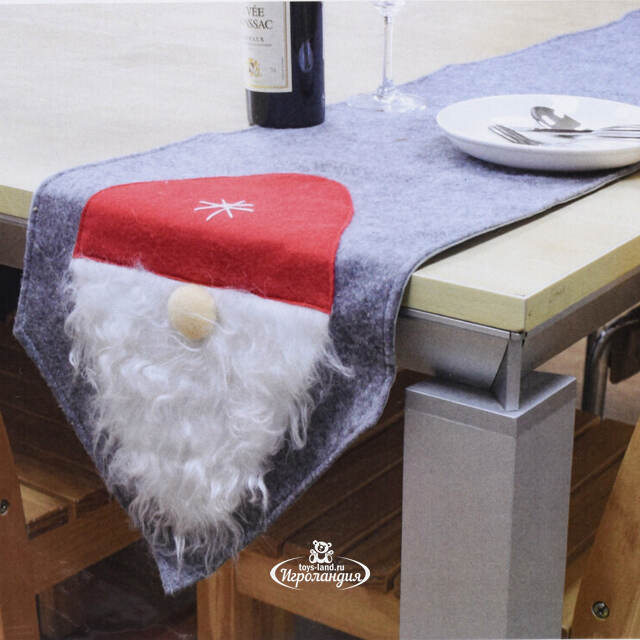 Новогодняя дорожка на стол Гномье торжество 180*35 см серая Koopman