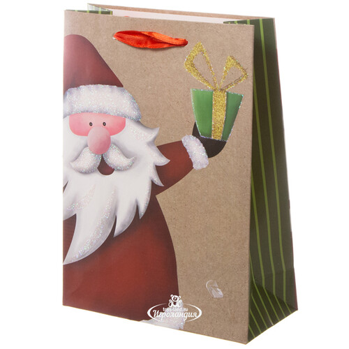 Пакет для подарков Новогодний Переполох: Санта с подарочком 24*18 см Koopman