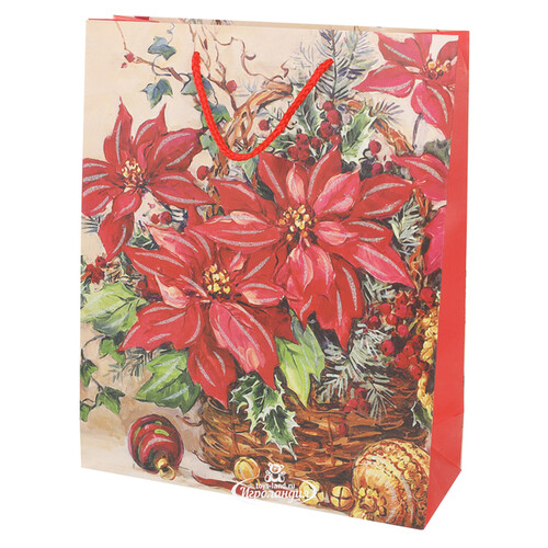 Подарочный пакет Noel de Luxe - Рождественские цветы 32*26 см Koopman