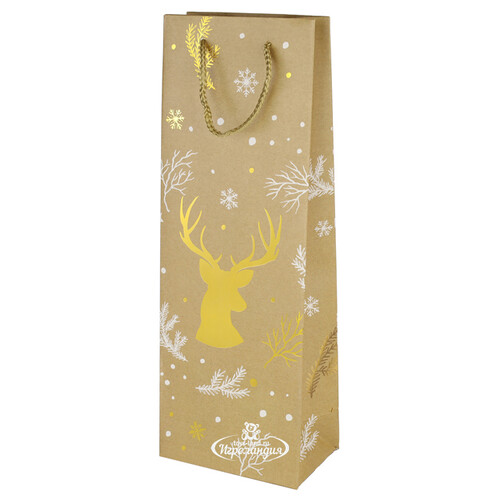 Пакет для бутылки Craft Christmas - Золотой олень 36*13 см Koopman