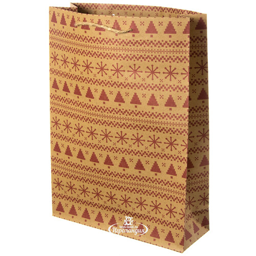 Подарочный пакет Норвежские Орнаменты - Елочки 35*25*9 см Koopman