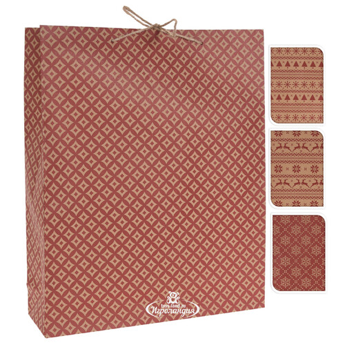Подарочный пакет Норвежские Орнаменты - Ромбики 41*33*10 см Koopman