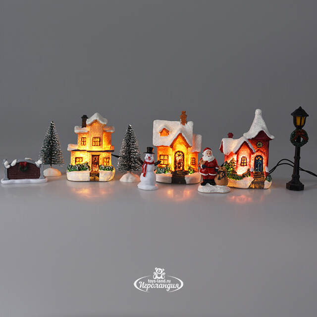 Набор светодиодных фигурок Bodmin - Деревенский Пейзаж 18-30 см, 9 фигурок, на батарейках Koopman