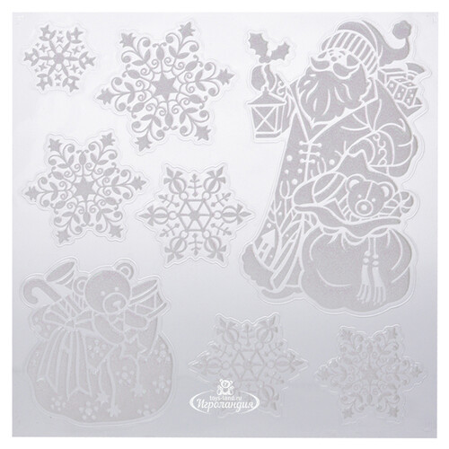 Наклейки для окон с блестками Снежная Магия - Санта с подарками 38*28 см Koopman