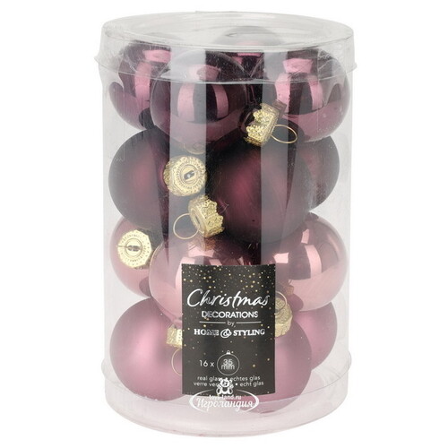 Набор стеклянных шаров Purple Rain 3.5 см, 16 шт Koopman