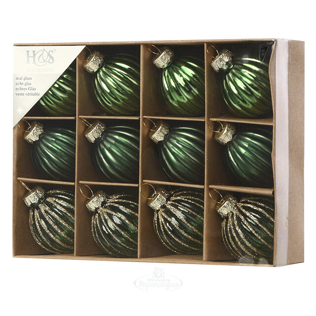 Набор стеклянных шаров Green Glance 4 см, 12 шт Koopman (Купман)