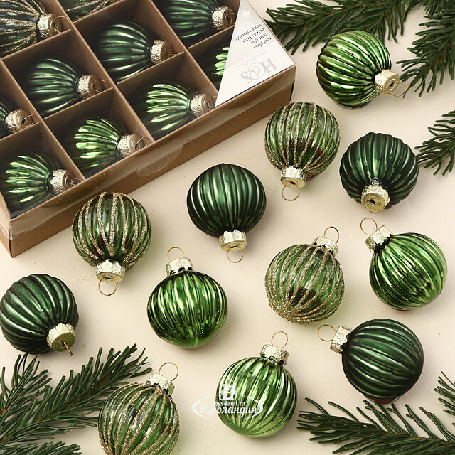 Набор стеклянных шаров Green Glance 4 см, 12 шт Koopman (Купман)