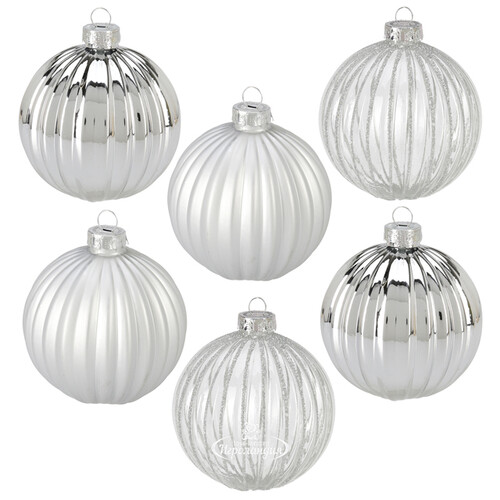 Набор стеклянных шаров Silver Glance 8 см, 5 шт, уцененный Koopman