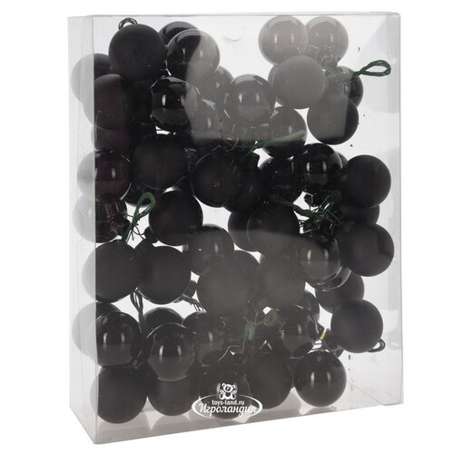 Гроздь стеклянных шаров на проволоке 3 см черный mix, 6 шт Koopman