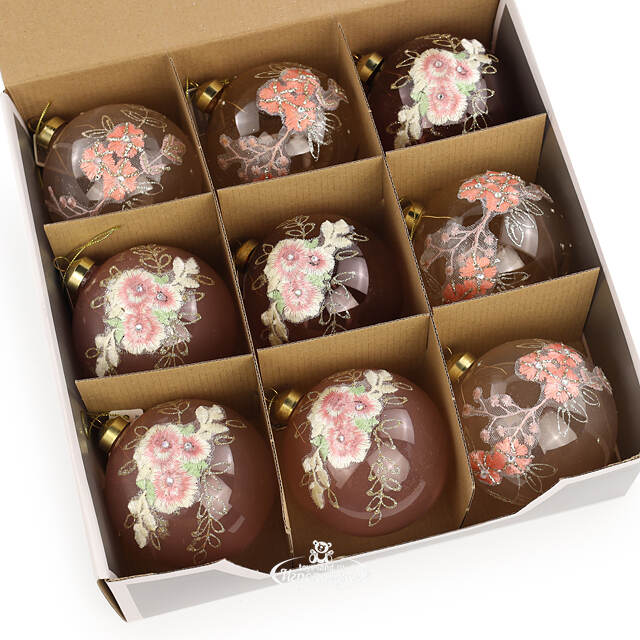 Набор стеклянных елочных шаров Nicolette Fantasy 10 см, 9 шт Koopman