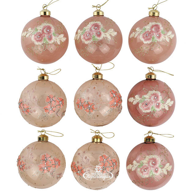 Набор стеклянных елочных шаров Nicolette Fantasy 10 см, 9 шт Koopman