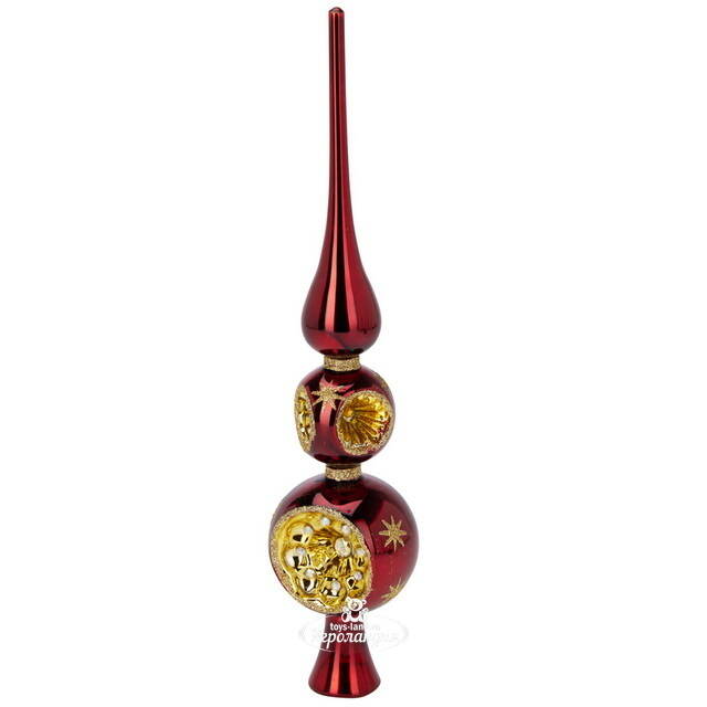 Верхушка на елку Lanberis - Kate 30 см красная, стекло Koopman