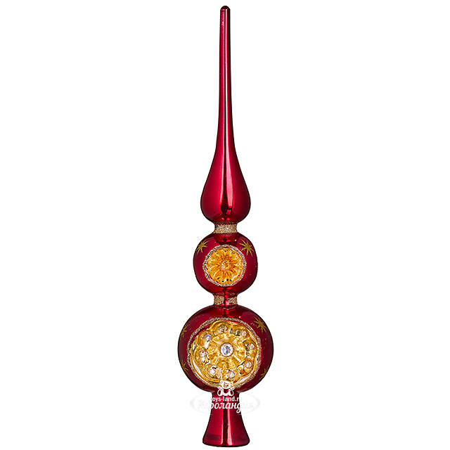 Верхушка на елку Lanberis - Kate 30 см красная, стекло Koopman