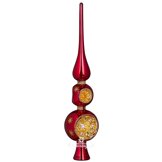Верхушка на елку Lanberis - Kate 30 см красная, стекло Koopman
