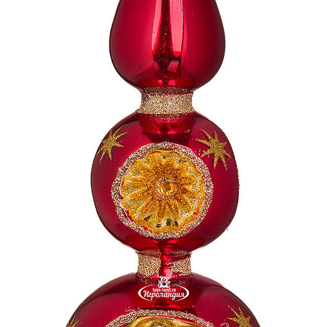 Верхушка на елку Lanberis - Kate 30 см красная, стекло Koopman