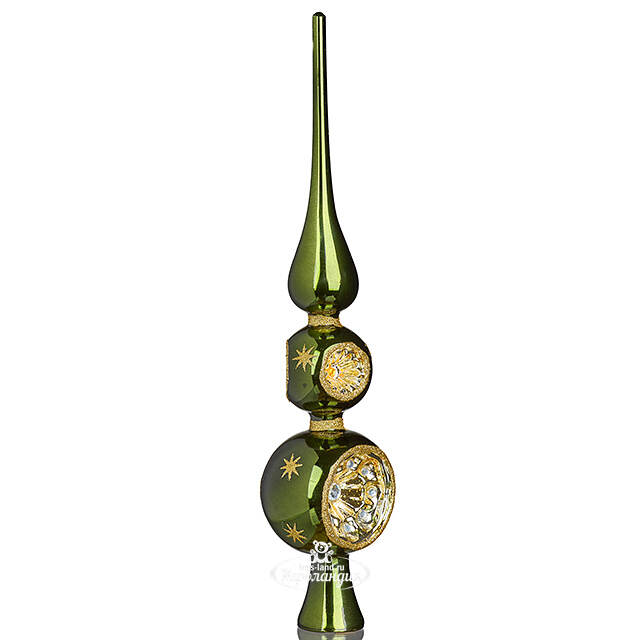 Верхушка на елку Lanberis - Kelso 30 см зеленая, стекло Koopman