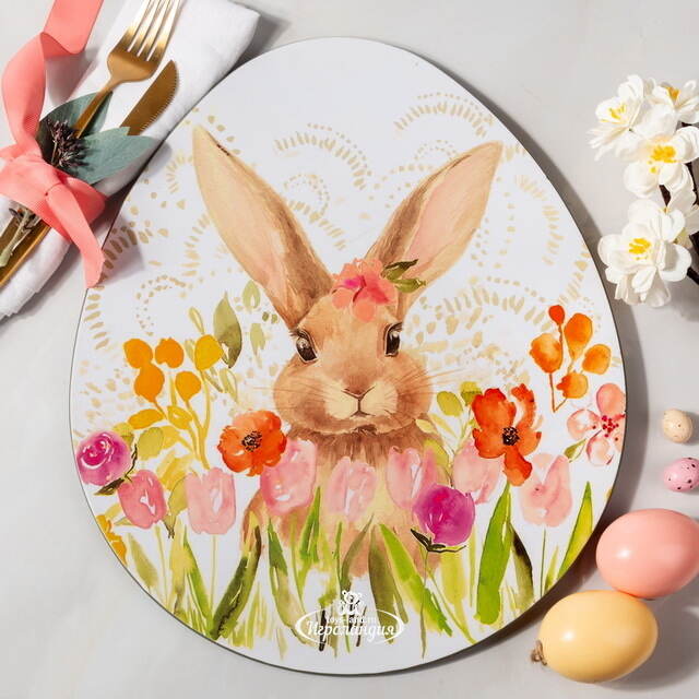 Пасхальное блюдо Кролик в Цветочном Саду 35*29 см Koopman