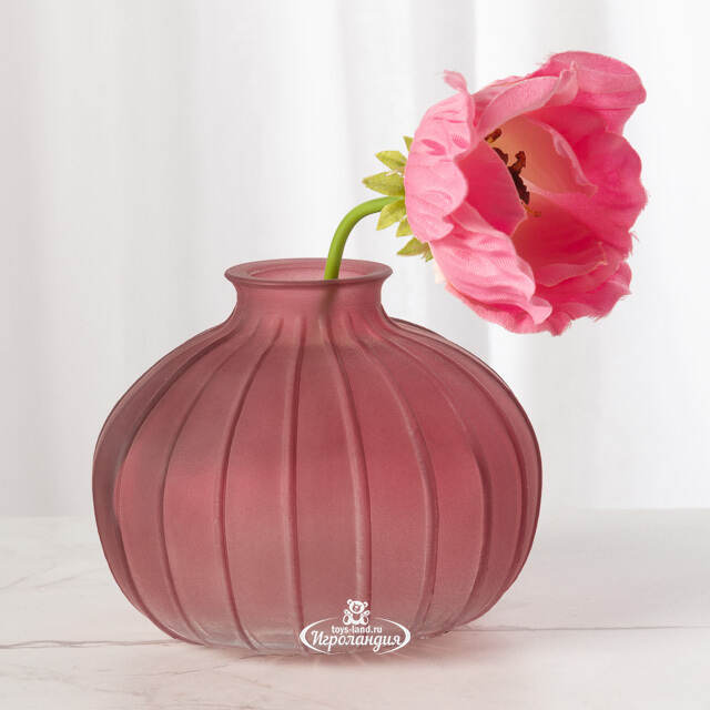 Стеклянная ваза для цветов Evening Dawn 9 см темно-розовая Koopman