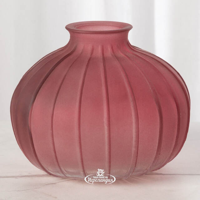 Стеклянная ваза для цветов Evening Dawn 9 см темно-розовая Koopman