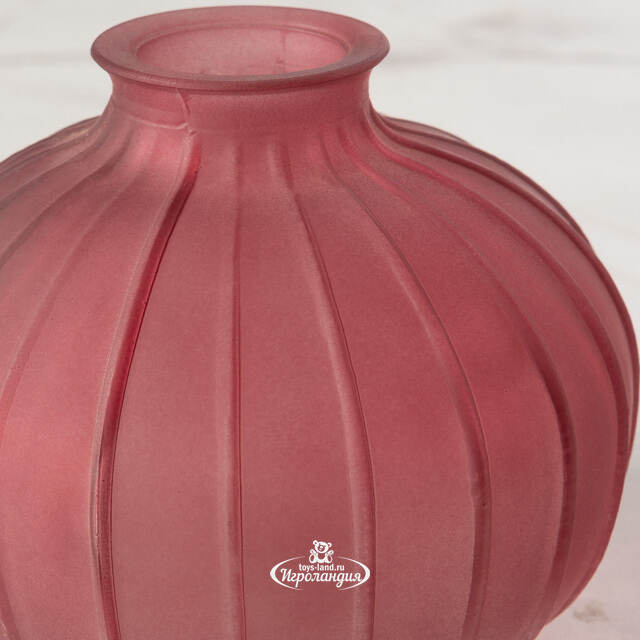 Стеклянная ваза для цветов Evening Dawn 9 см темно-розовая Koopman