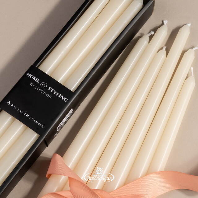 Высокие свечи Лингфилд 30 см, 6 шт, слоновая кость Koopman (Купман)