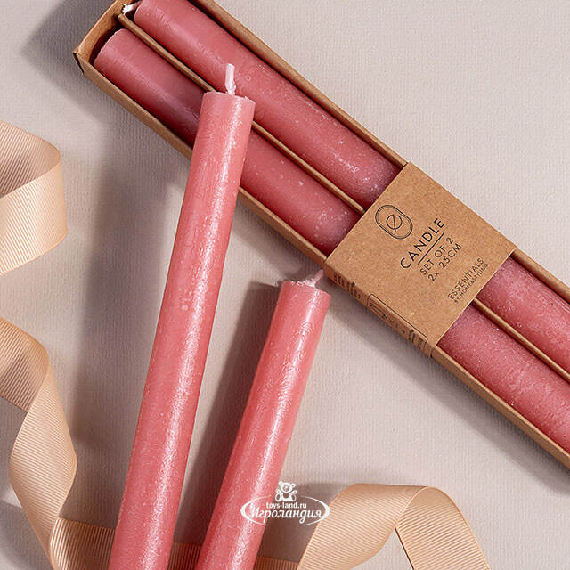 Столовые свечи Ронберг Рустик 25 см, 2 шт, красные Koopman