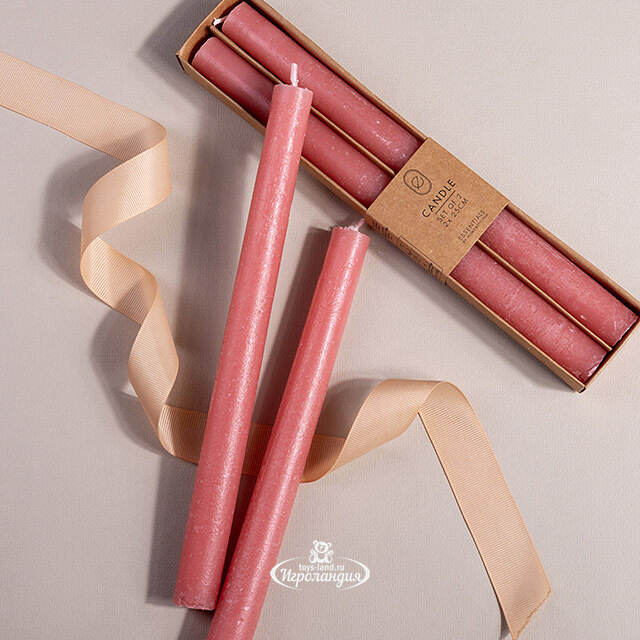 Столовые свечи Ронберг Рустик 25 см, 2 шт, красные Koopman