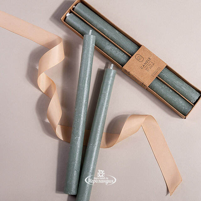 Столовые свечи Ронберг Рустик 25 см, 2 шт, зеленые Koopman