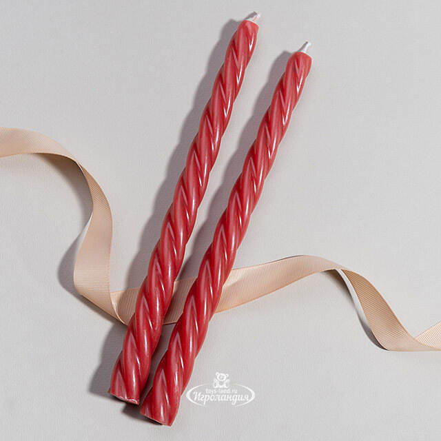 Витые свечи Bella Luce 25 см красные, 2 шт Koopman (Купман)