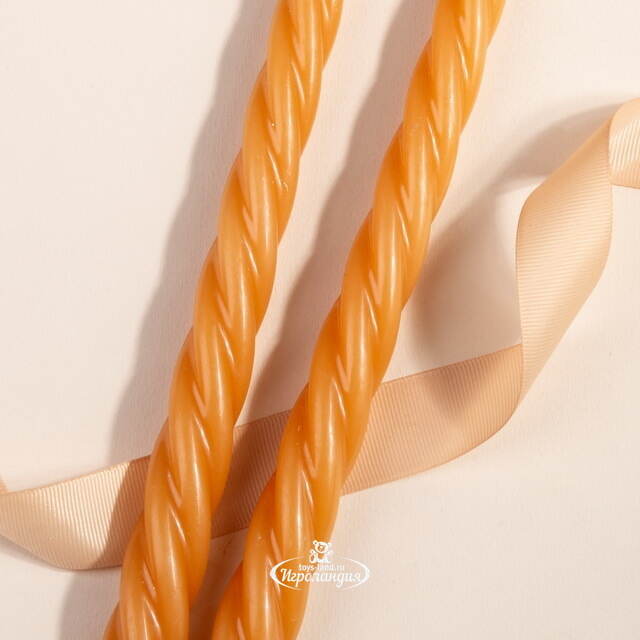 Витые свечи Bella Luce 25 см оранжевые, 2 шт Koopman (Купман)