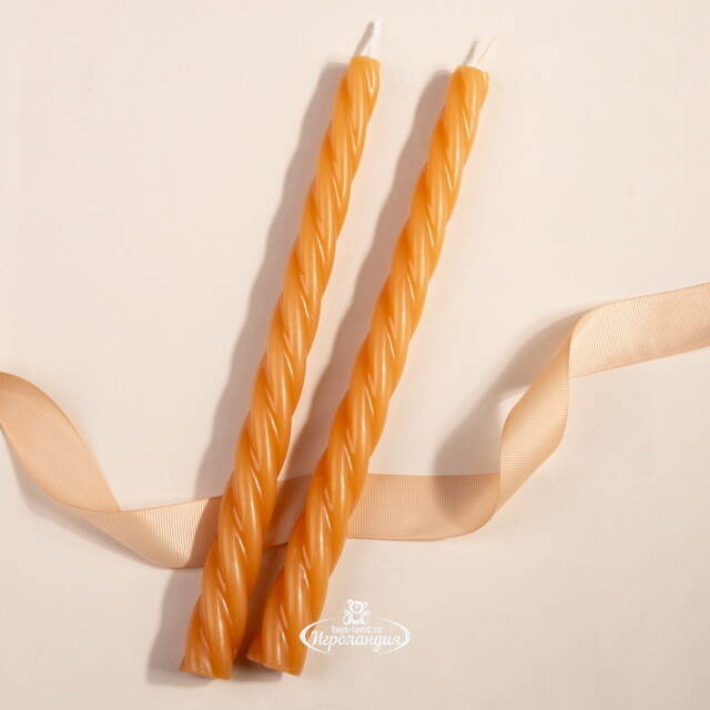 Витые свечи Bella Luce 25 см оранжевые, 2 шт Koopman (Купман)