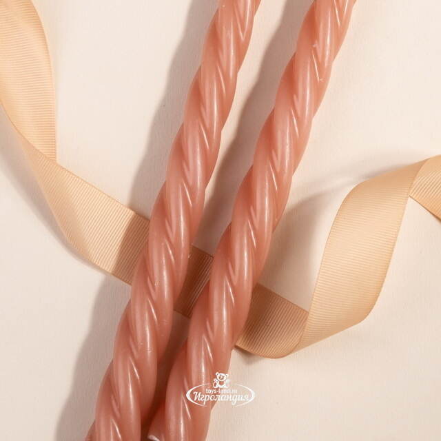 Витые свечи Bella Luce 25 см персиковые, 2 шт Koopman (Купман)