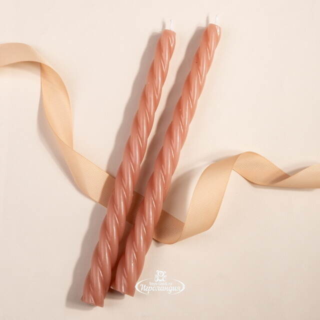 Витые свечи Bella Luce 25 см персиковые, 2 шт Koopman (Купман)