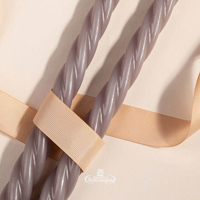 Витые свечи Bella Luce 25 см серые, 2 шт Koopman (Купман)