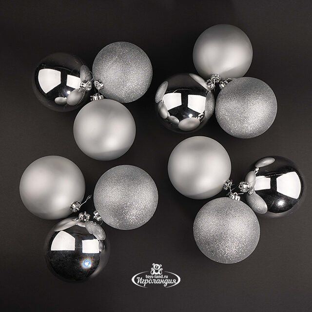 Набор пластиковых шаров Silver Accento 14 см, 12 шт Koopman