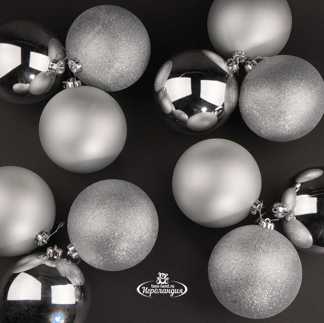 Набор пластиковых шаров Silver Accento 14 см, 12 шт Koopman
